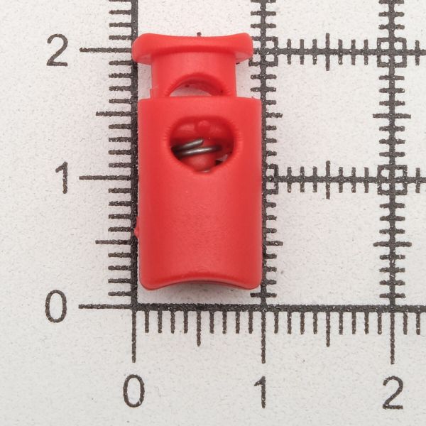 Фиксатор (зажим) для шнура пластик 1 отв., ⌀4.5 мм, 19х9 мм, цилиндр, ПП, ярко-красный, 100 шт