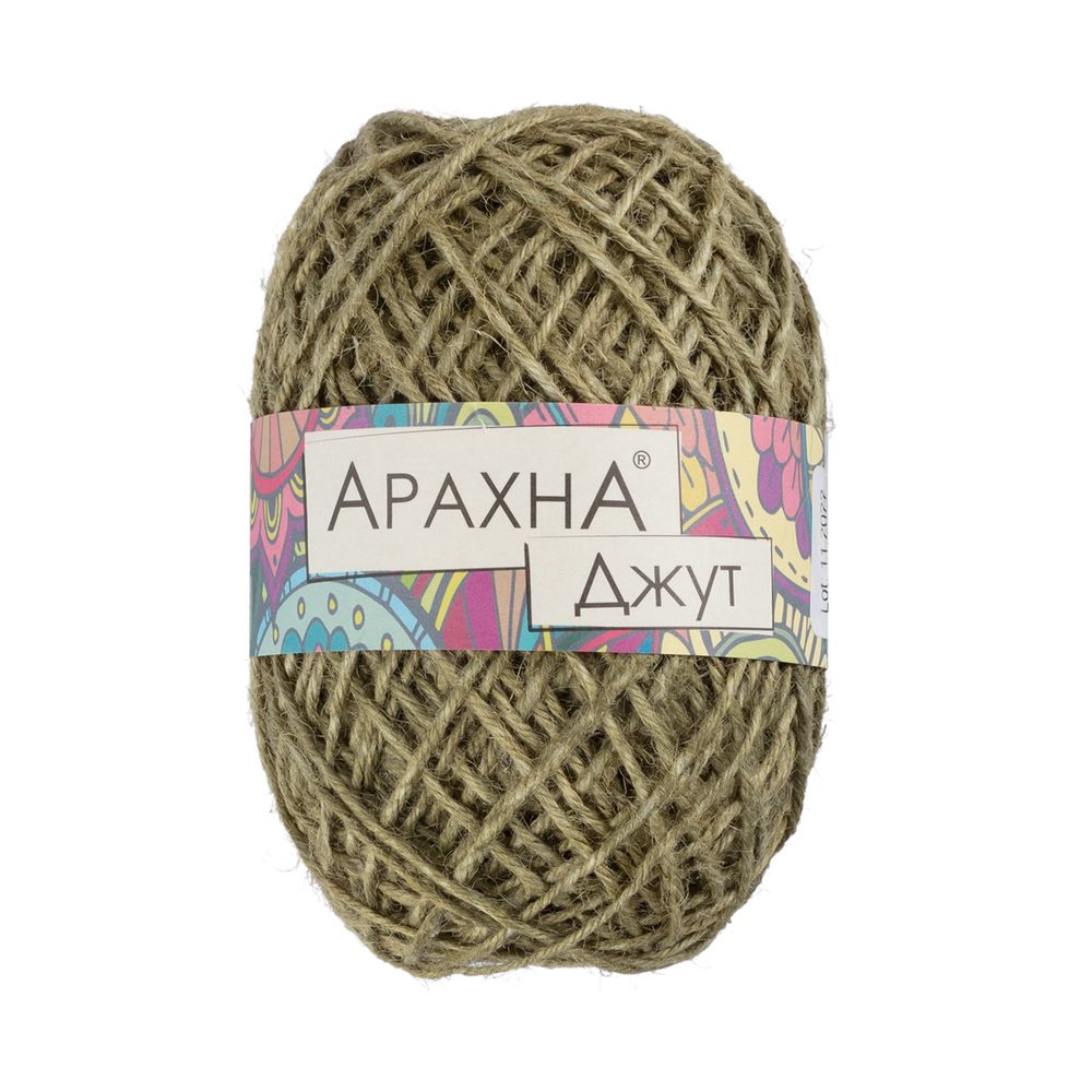 Пряжа Arachna Jute / уп.5 мот. по 100г, 90м, 020 св.хаки