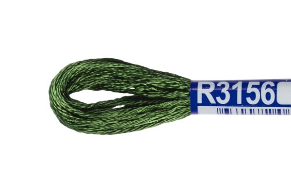 Мулине Gamma вискоза 100%, цв.R3156 зеленый-хаки, 12 мотков по 8 метров