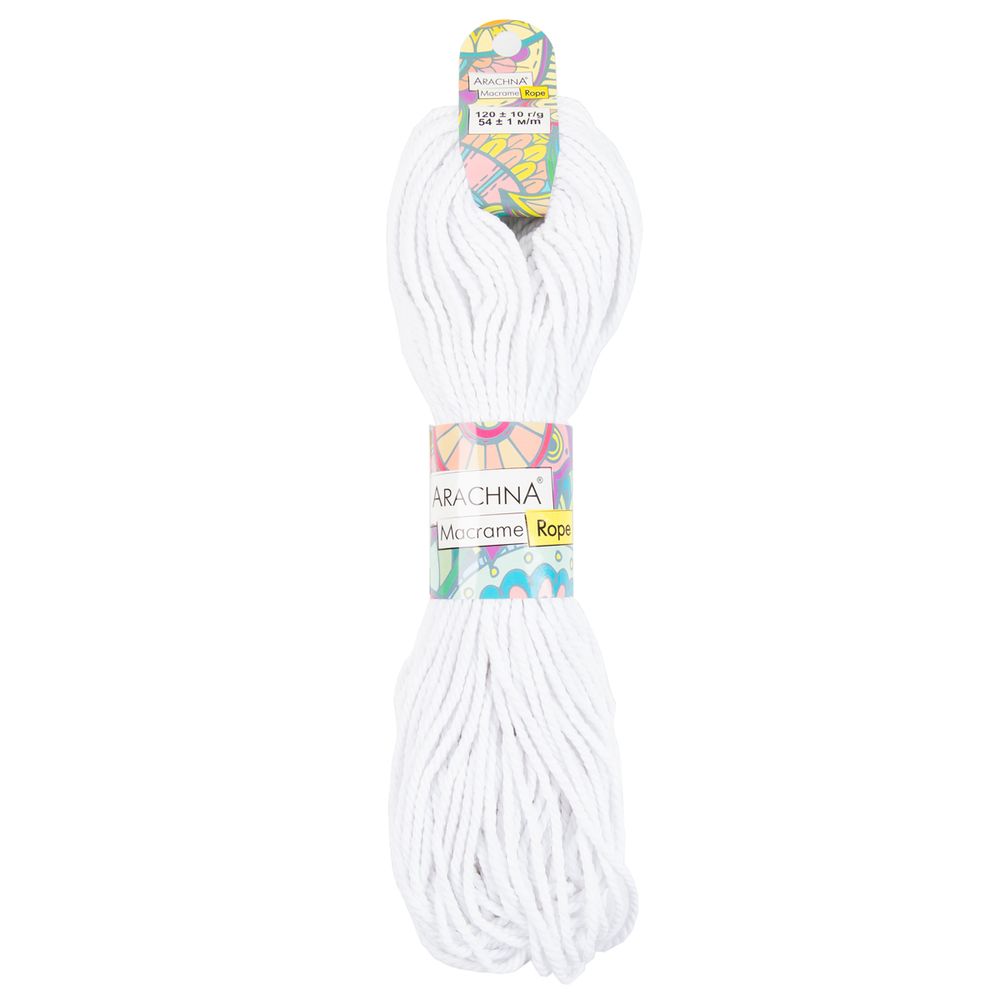 Пряжа ARACHNA Macrame Rope 70% хлопок, 30% полиэстер, 3 шт, х120±10 г 54 м ± 1 м, №306 белый, Arachna Macrame Rope