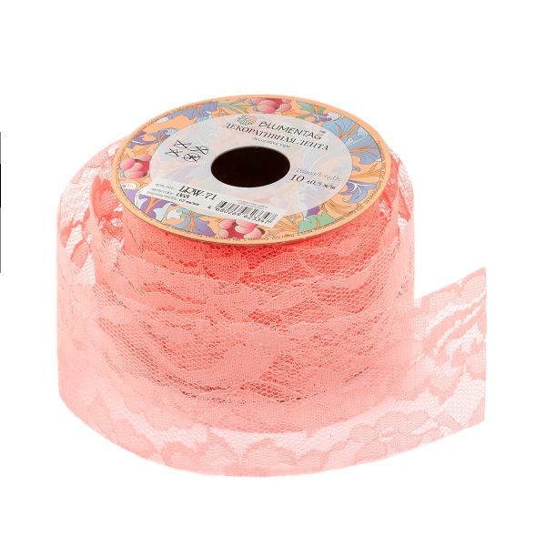 Лента декоративная 62 мм / 10±1 метров, 068 бл.розовый/кружево, Blumentag LRW-71