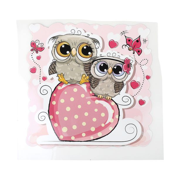 Термотрансфер арт.1228 Совы и сердце 12х12см, уп.1шт
