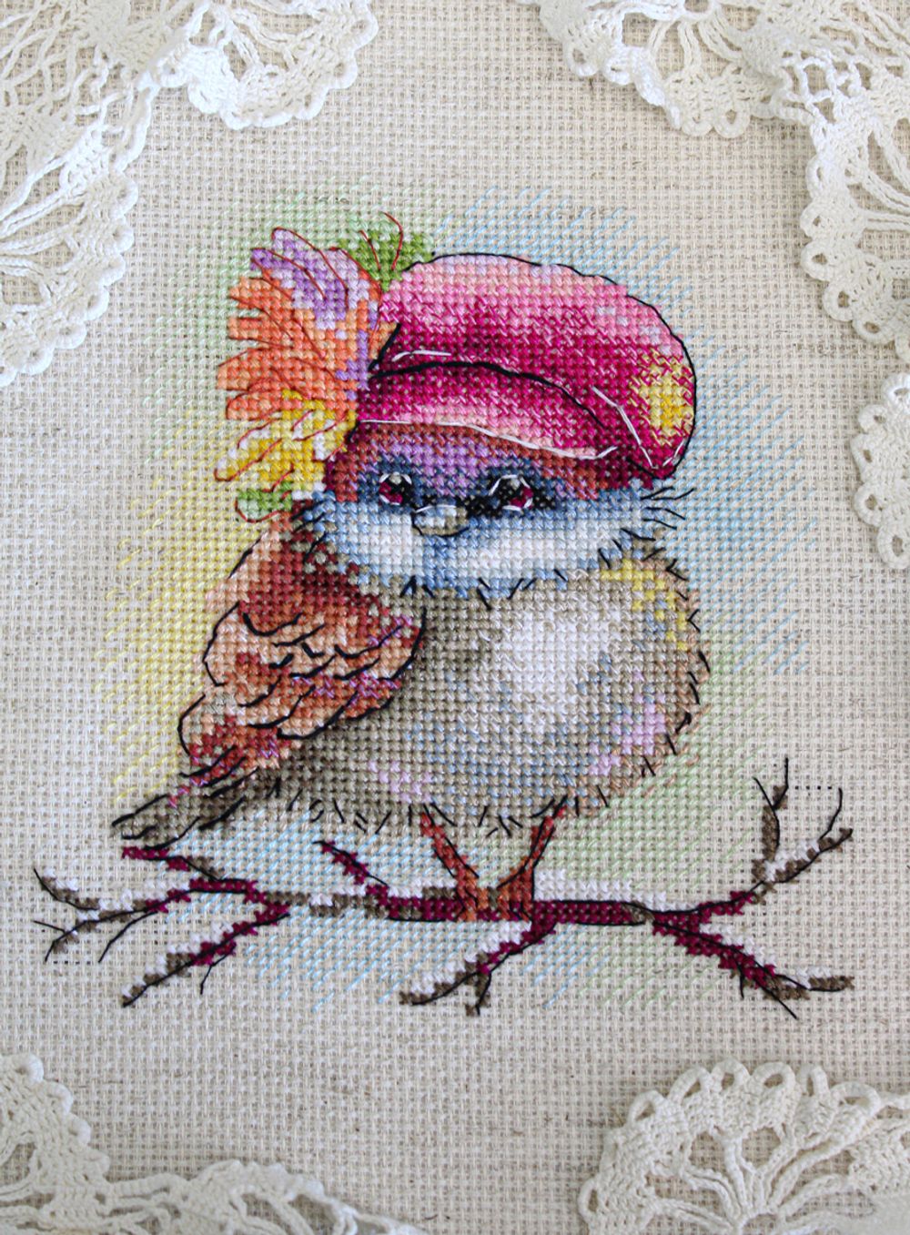 Набор для вышивания нитками МП Студия (Жар-птица), Стильный воробей, 15х13 см