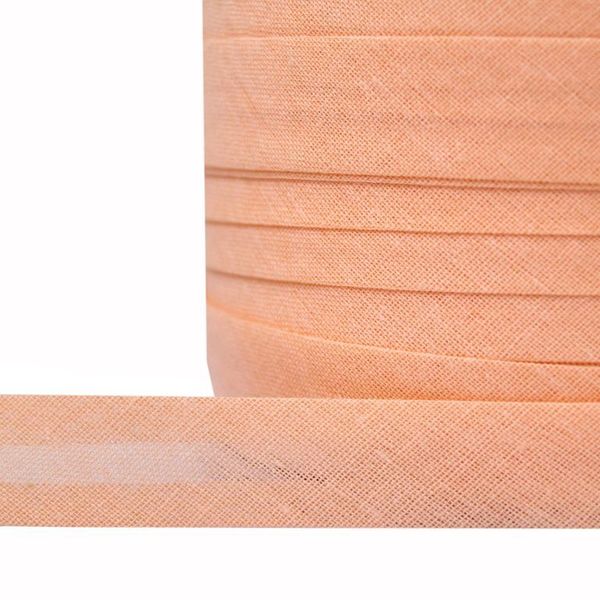 Косая бейка хлопковая 15 мм / 132±1 метра, BS, ≈2.48 г/м², F155 персиковый