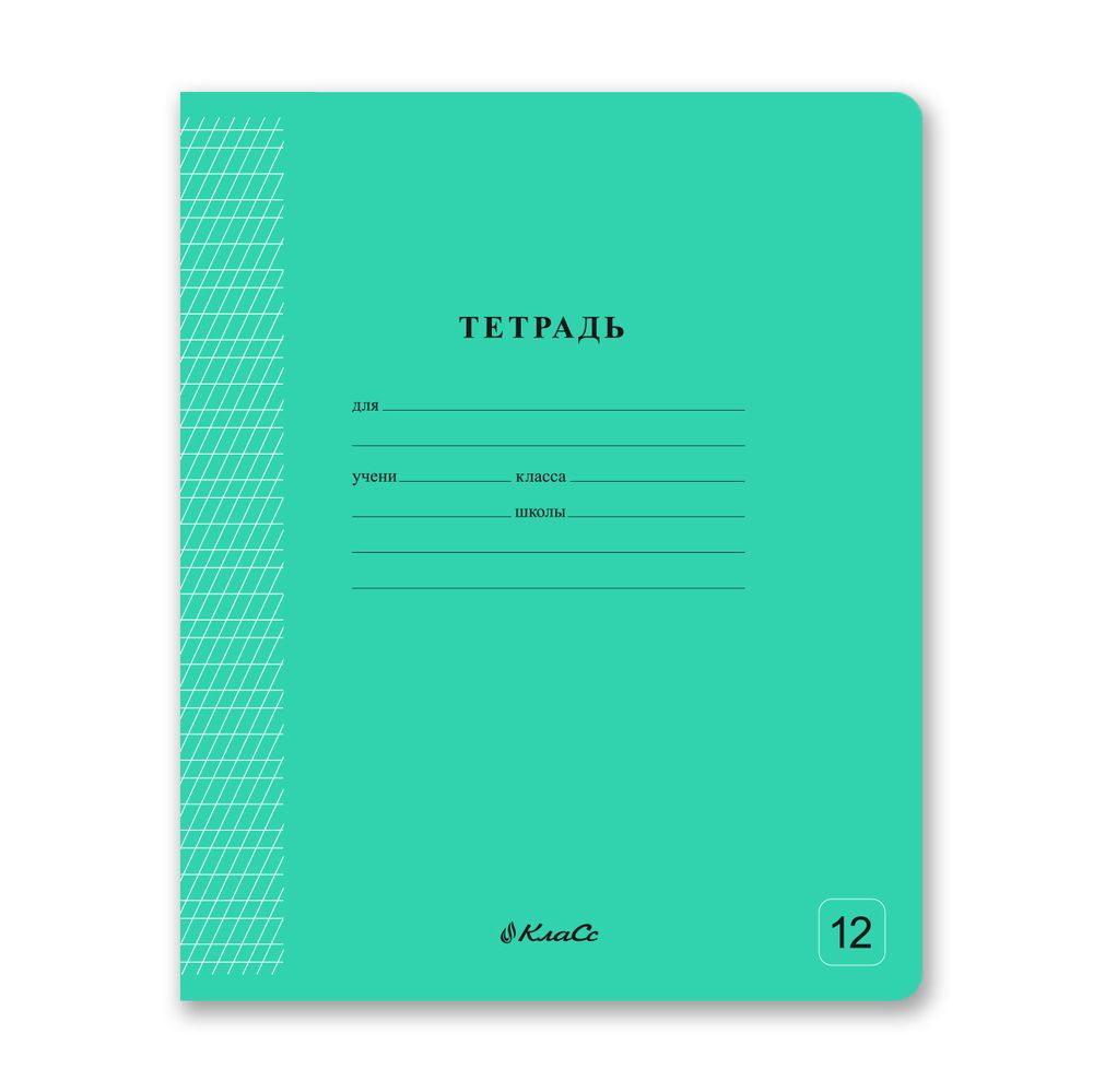 Тетрадь ученическая школьная Классная A5+ 12 л. на скобе 65 г/м², белизна 100%, 25 шт, частая косая линия с доп. горизонтальной, 000290 Зеленая, Светоч 12ТСК5_1_1_7