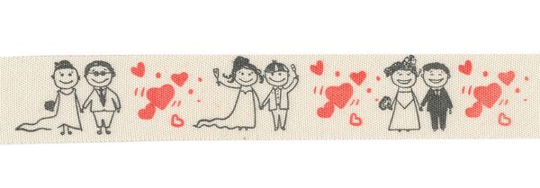 Лента хлопок с рисунком 20.0 мм / 5 шт по 3 метра, W31_065/113 Свадьба, CLP-202 Gamma