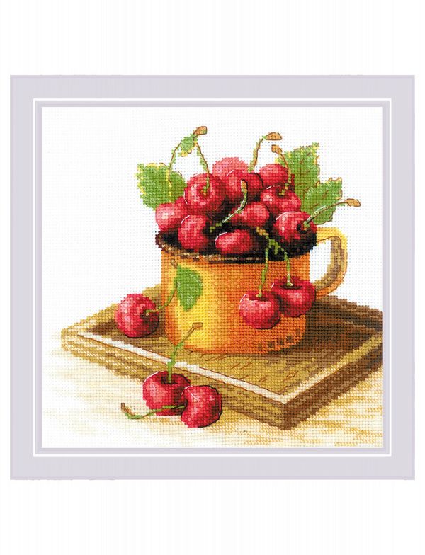 Набор для вышивания нитками Риолис, Спелая вишня 20х20 см