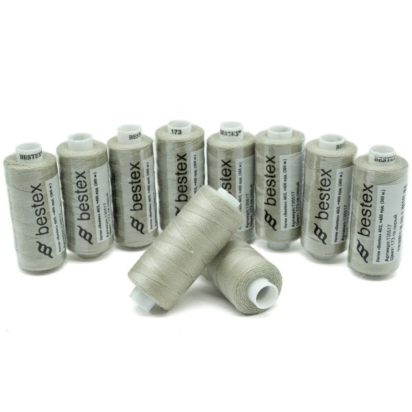 Нитки швейные бытовые Bestex 40/2, 365 м (400 ярд) / 10 кат., 173 светло-серый