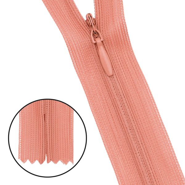 Молния потайная (скрытая) Т3 (3 мм) 1 зам., н/раз., 50 см, нейлон, F156 розовый, 10 шт