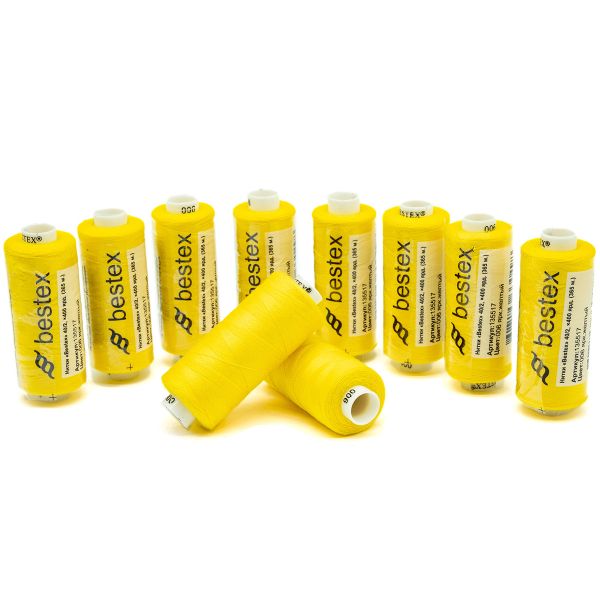 Нитки швейные бытовые Bestex 40/2, 365 м (400 ярд) / 10 кат., 006 ярко-желтый