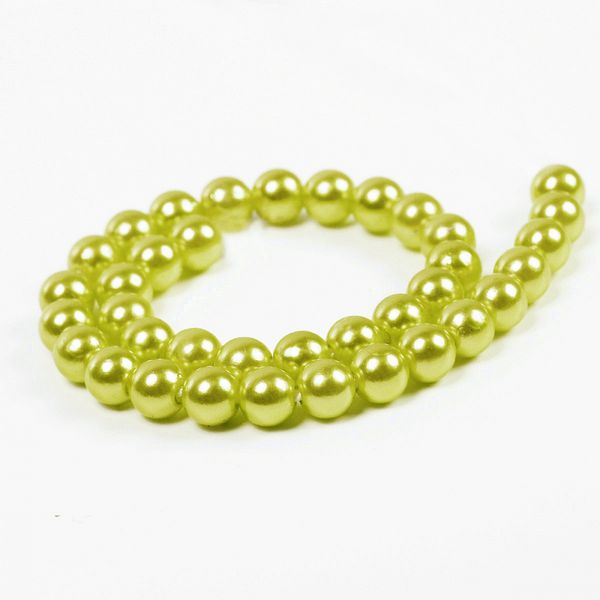 Бусины пластик (перламутр) ⌀10 мм, цв.017 салатовый, уп.500г (960 шт), Magic4Hobby