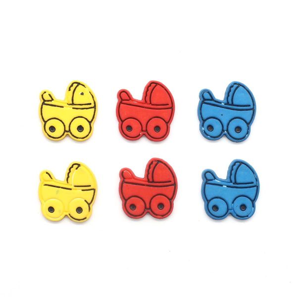 Украшения декоративные пуговицы Коляска, 6 шт, Magic Buttons I1554-DW2