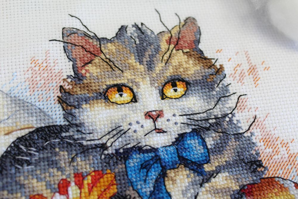 Набор для вышивания нитками МП Студия, Пушистый озорник, 18х23 см