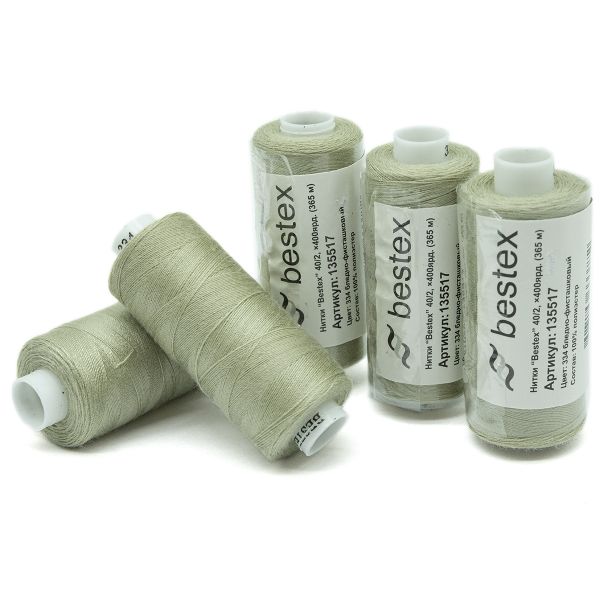 Нитки швейные бытовые Bestex 40/2, 365 м (400 ярд) / 10 кат., 334 бледно-фисташковый