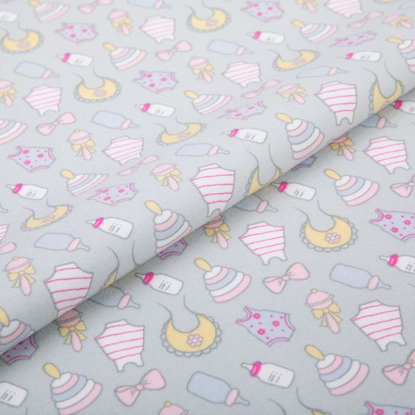 Ткань для пэчворка Peppy Молочные сны фланель, рулон 112 см / 5 метров, МС-18 серый, Peppy