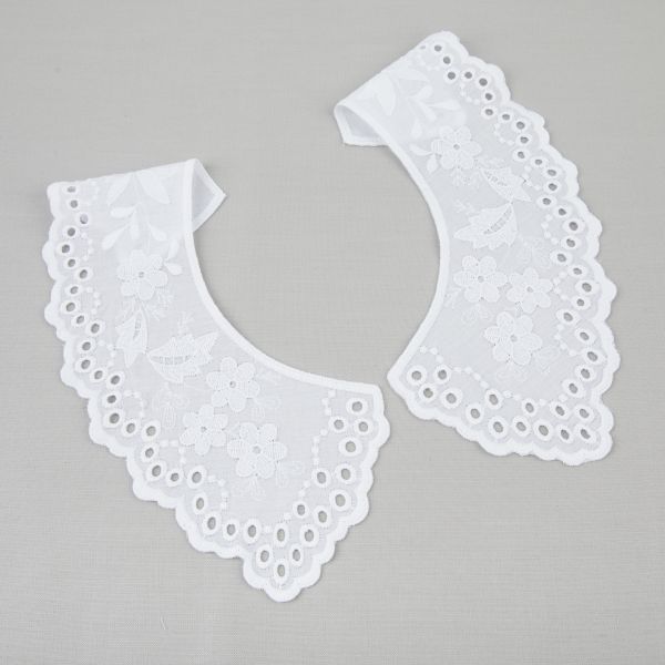 Пришивной кружевной воротник шитьё 120 мм, 5 пар Турция, белый, Gamma VYEM-23-01M