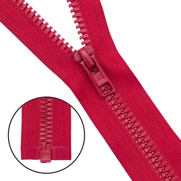 Молния трактор Arta Т6 (6 мм) 1 зам., разъем., 50 см, (2076), A519 красный, НОВЫЙ МАТОВЫЙ ЗАМОК, уп.50 штук