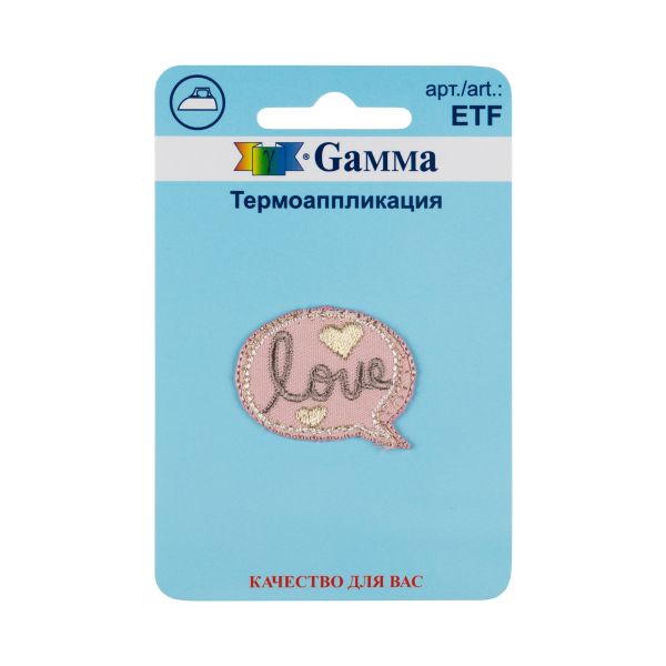 Термоаппликация №02, 1 шт, 01-257 Love 3.5х2.8 см, Gamma ETF