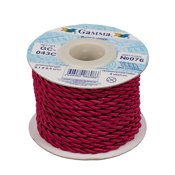Шнур витой ⌀4.0 мм, 9.1 м, 076 св.вишневый, Gamma GC-043C