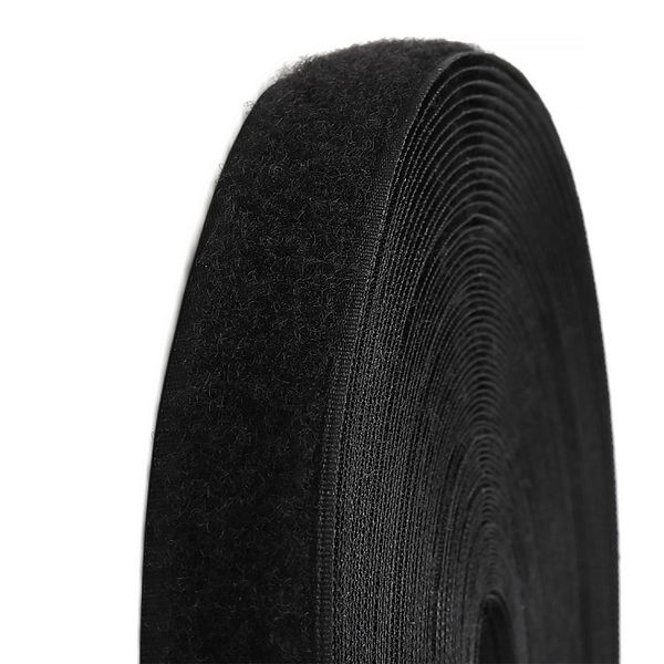 Лента контактная липучка (велкро) пришивная 30 мм / 25 метров, F322 черный, ПЕТЛЯ, качество 