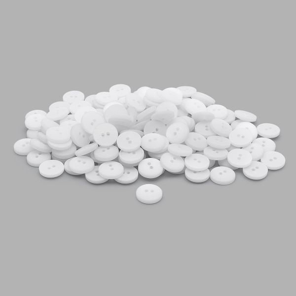 Пуговицы на 2 прокола 18L (11мм), пластик (White (белый)), CR-K18M, 144 шт