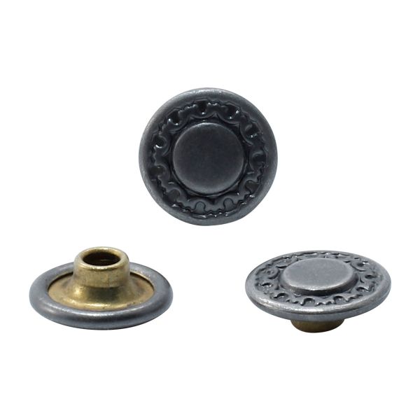 Хольнитены джинсовые ⌀9 мм Цветок цв.металл (без гвоздя), темное серебро, 53324, 100 шт