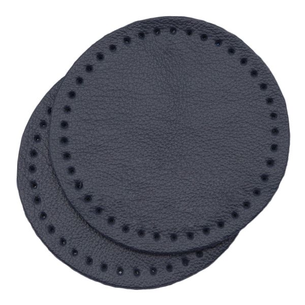 Заплатки пришивные из кожи, круг ⌀6см с перфорацией, 2 шт, 100% кожа, 05 темно-синий, 9111