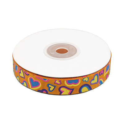 Лента репсовая (в рубчик) Сердца 1,5см*22.86 м (оранжевый)