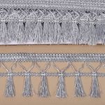 Бахрома отделочная 70.0 мм / 10 метров, с кисточками, 6154-0419, 6474 серебро