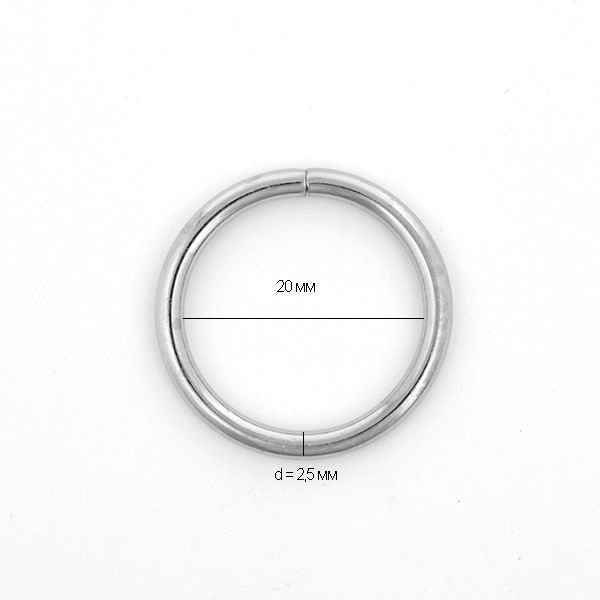 Кольцо разъемное металл in ⌀20 мм (25 мм внешн.), TSW цв. никель уп. 100 шт