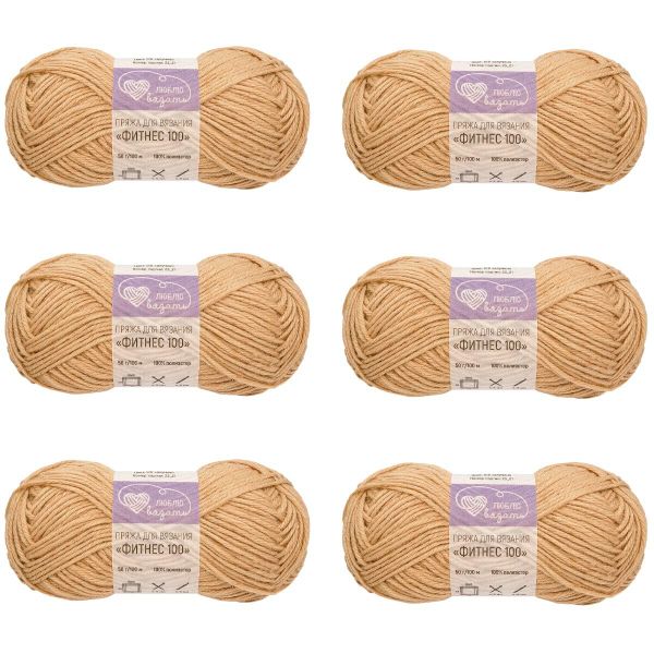 Пряжа Люблю вязать Фитнес 100 / уп.6 мот. по 50 г, 100 м, 818 капучино