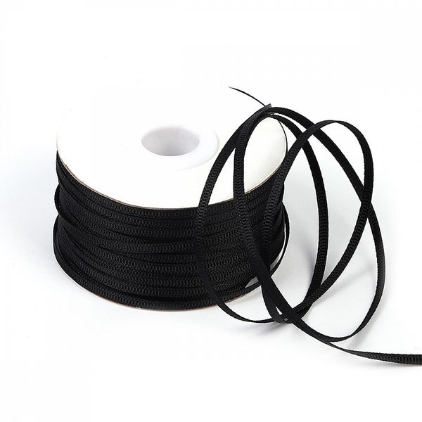 Лента репсовая (в рубчик) 3.0 мм / 91.44 метра, цв. 030 черный