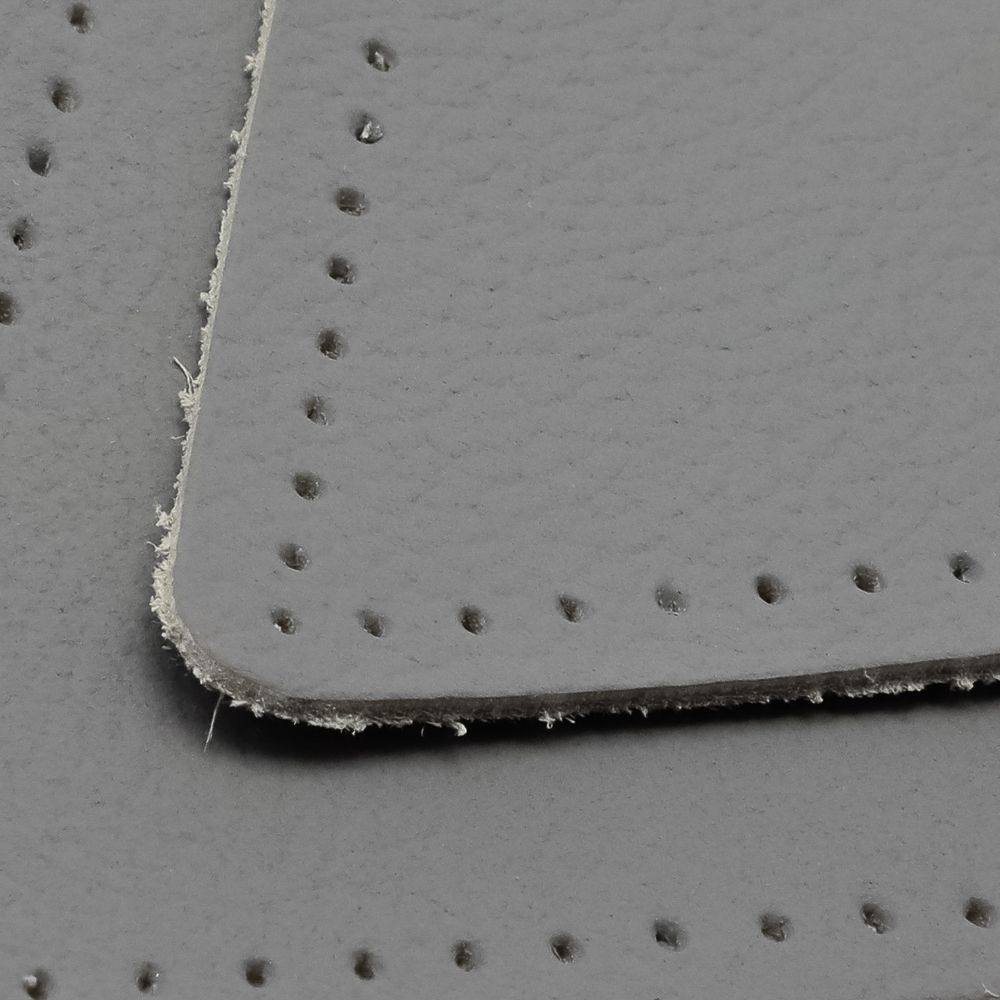 Заплатки пришивные из кожи, треугольник равносторонний 8см с перфорацией, 2 шт, 100% кожа, 07 серый, 9126