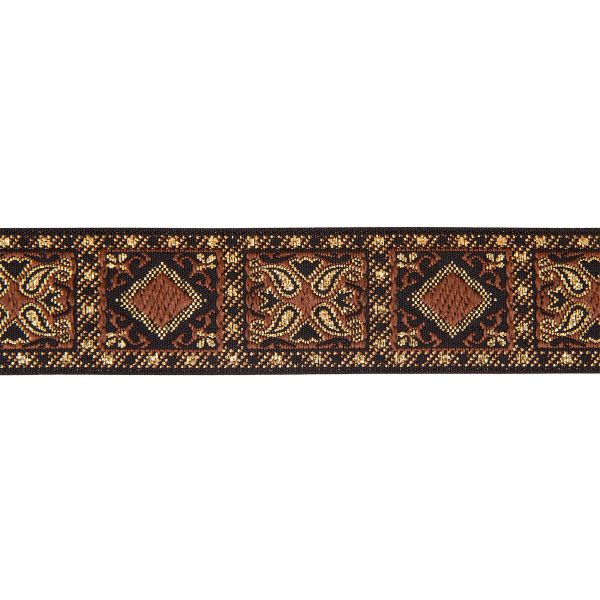 Лента (тесьма) жаккардовая 25.0 мм / 10±0.5 метров, черный/коричневый, Gamma TRJ-119(46)