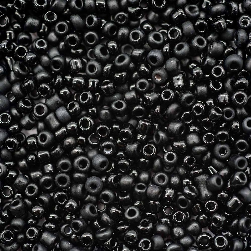 Бисер стекло 11/0, упак. 20 гр, Астра, Черный глянцево-матовый микс, 10 шт /TOS/