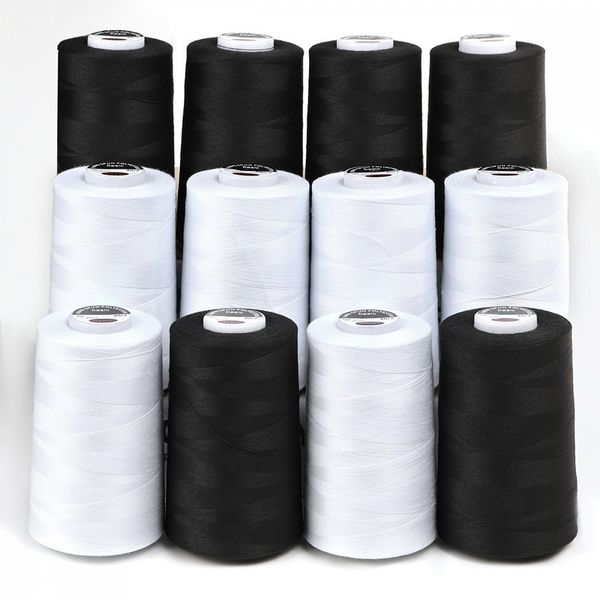 Нитки швейные Max 40/2, 4570 м (5000 ярд), ассорти ч/б / 12 бобин