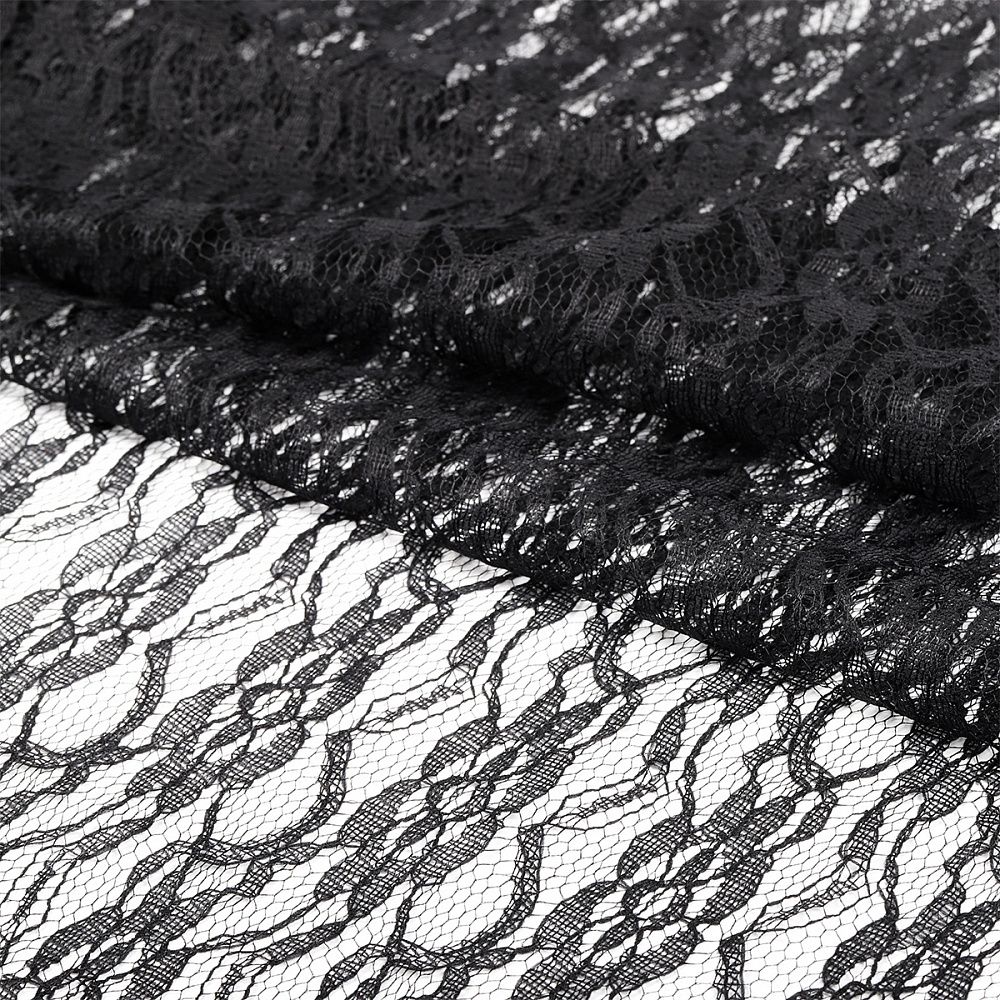 Ткань кружевная гипюр 35 г/м², 150 см / 45 метров, TBY.M0187.02, цв.черный
