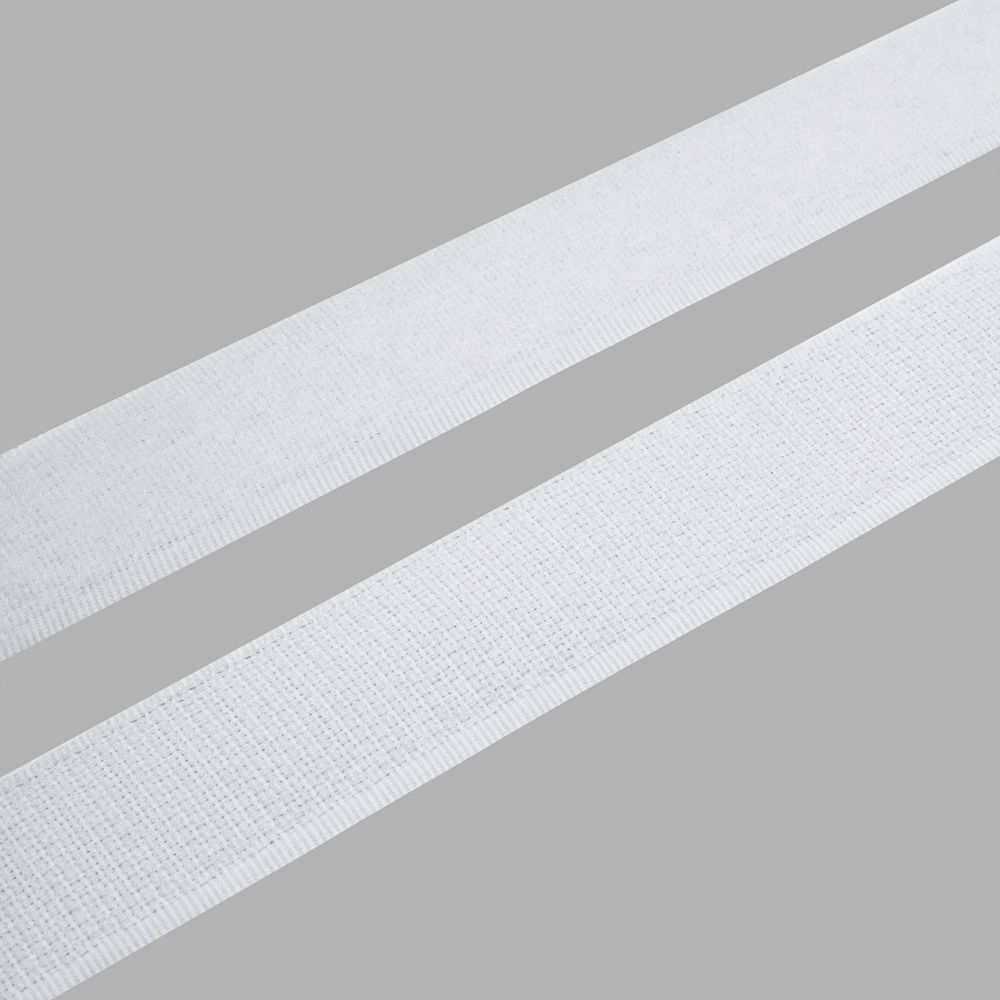 Лента контактная липучка (велкро) пришивная 25 мм, / 25 метров, белый, ПАРА (крючок+петля), качество "C"