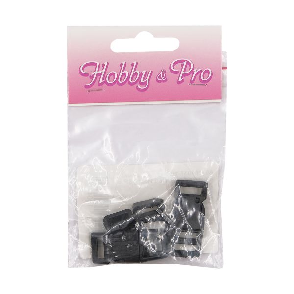 Фастекс (пряжка трезубец), рамка и рамка-регулятор 10мм, пластик, (2 компл.) Hobby&Pro, черный, A03001037-10