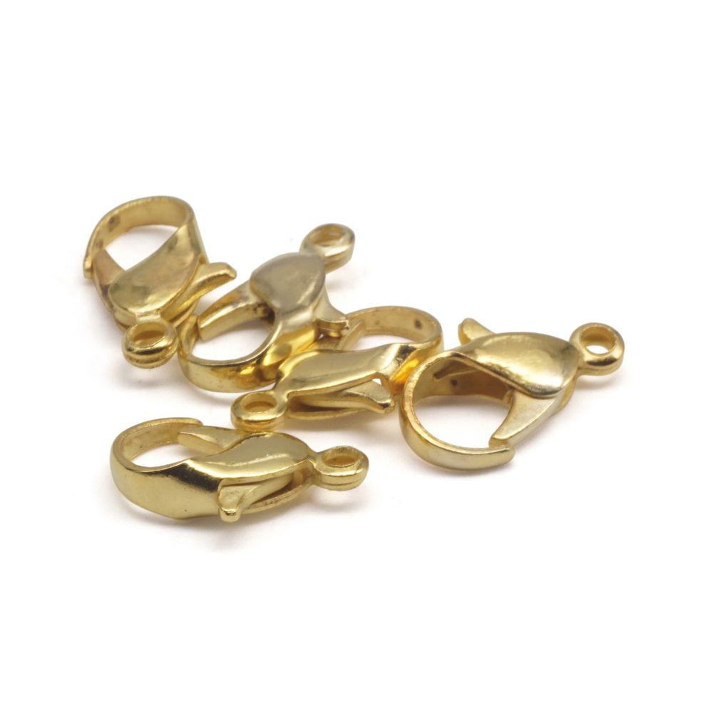 Замок для бус карабин 14 мм, 5 штук, Astra&Craft (Золото) 4AR235