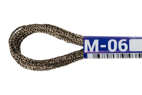 Мулине Gamma металлик, цв.М-06 черный/золото, 12 мотков по 8 метров