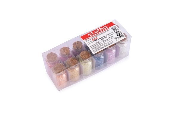 Набор бисера для рукоделия №6 ассорти прозр. с цвет. отверстием, Zlatka SGB