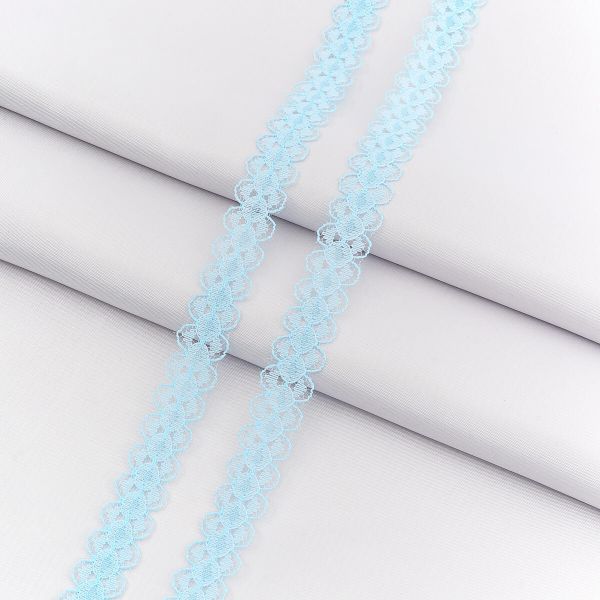 Кружево капроновое 14 мм / 30 метров, 140, 100% п/э, цв. голубой, 26787
