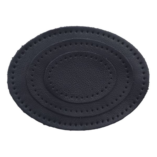 Набор заплаток пришивных из кожи, овал 4х5,5см, 6х8,2см, 8х10,9см, с перфорацией, 3 шт (05 темно-синий), 9404