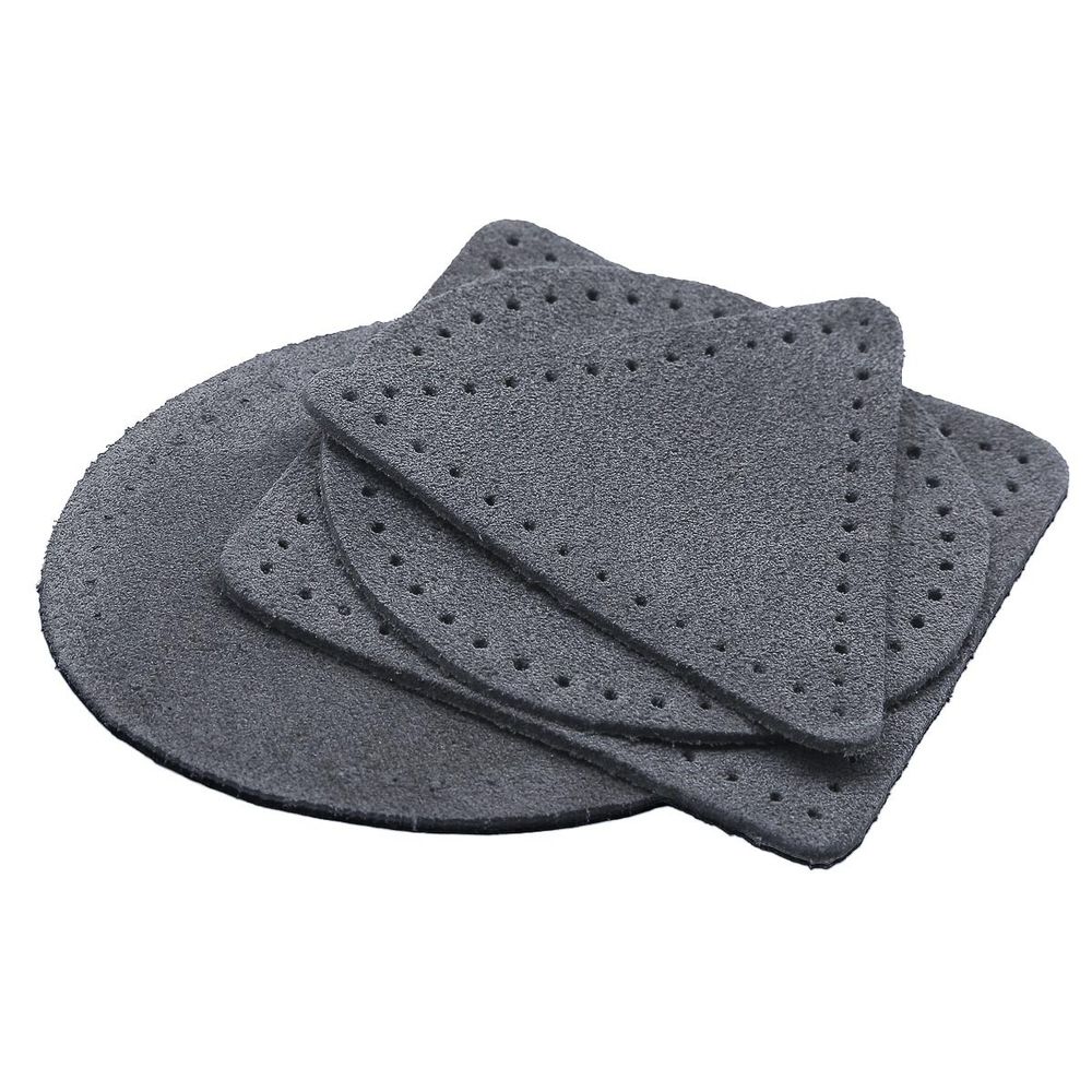 Набор заплаток пришивных из замши, круг, квадрат, треугольник, овал 6см, с перфорацией, 4 шт (26 серый), 59723