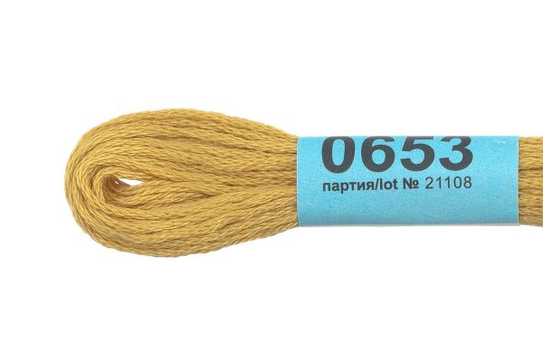 Мулине Gamma 100% хлопок, цв.0653 св.горчичный, 24 мотка по 8 метров