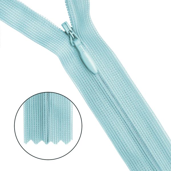 Молния потайная (скрытая) Т3 (3 мм) 1 зам., н/раз., 20 см, св.голубой, 31227 / 20, 10 шт