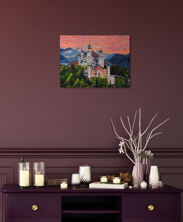 Алмазная (кристальная) мозаика Фрея ALPD-091, на подрамнике Замок в Альпах, 40х30 см