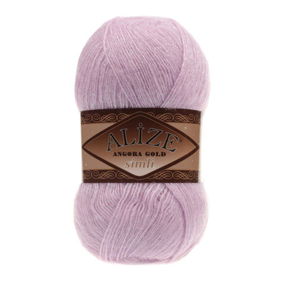 Пряжа Alize (Ализе) Angora Gold Simli / уп.5 мот. по 100 г, 500м, 027 лиловый A