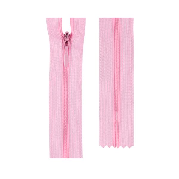 Молния потайная (скрытая) Т3 (3 мм) 1 зам., н/раз., 30 см, пластик, 133 св.розовый, G013P Gamma, 10 шт